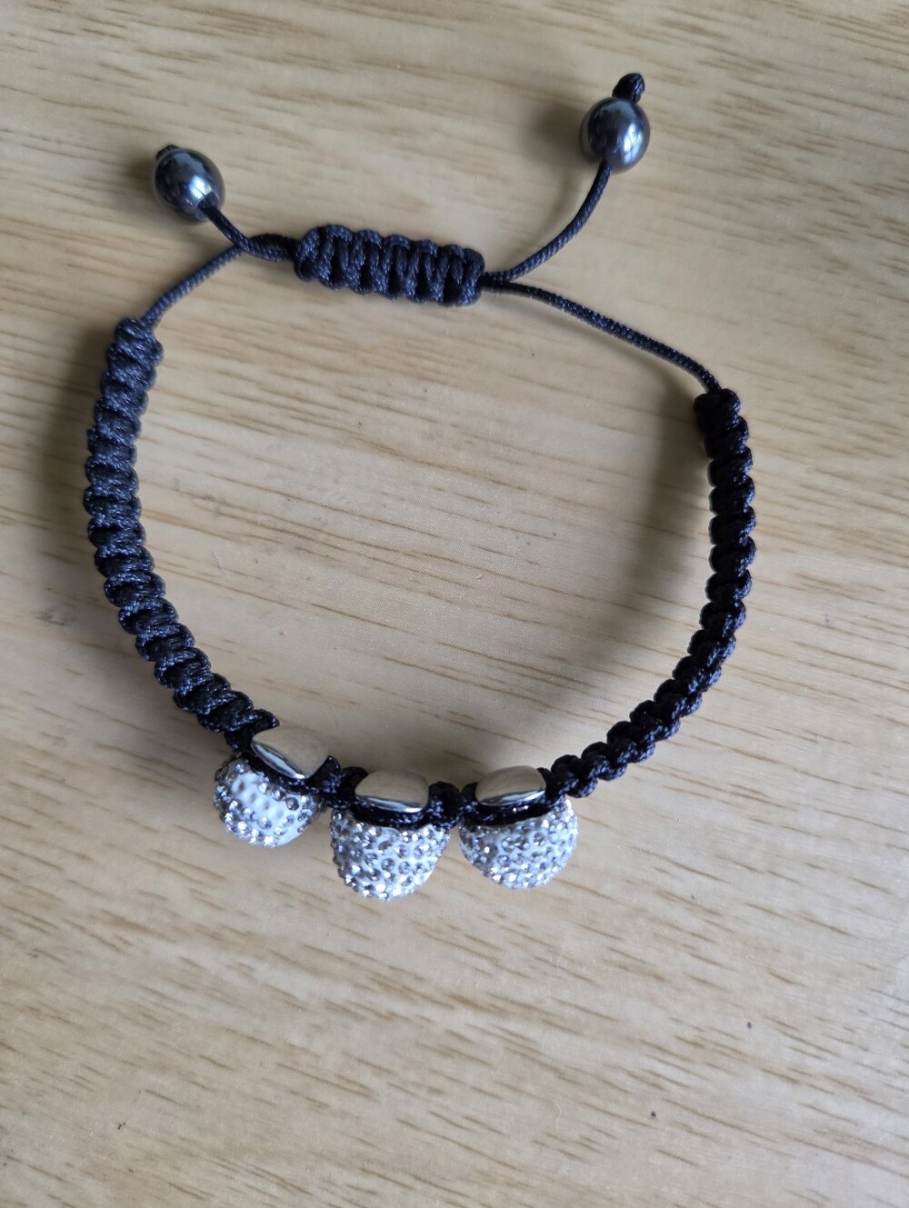 Hanscrafted Macrame Rhinestone Skeleton Skull Bracelet. Unisex. Adjustable. - Picture 5 of 5